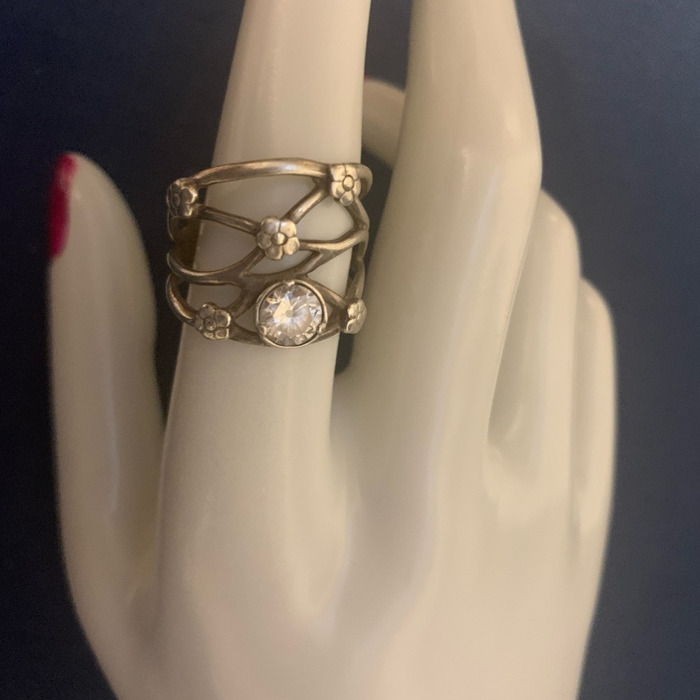 Stamped 925 Lattice Work Ring with Zirconias